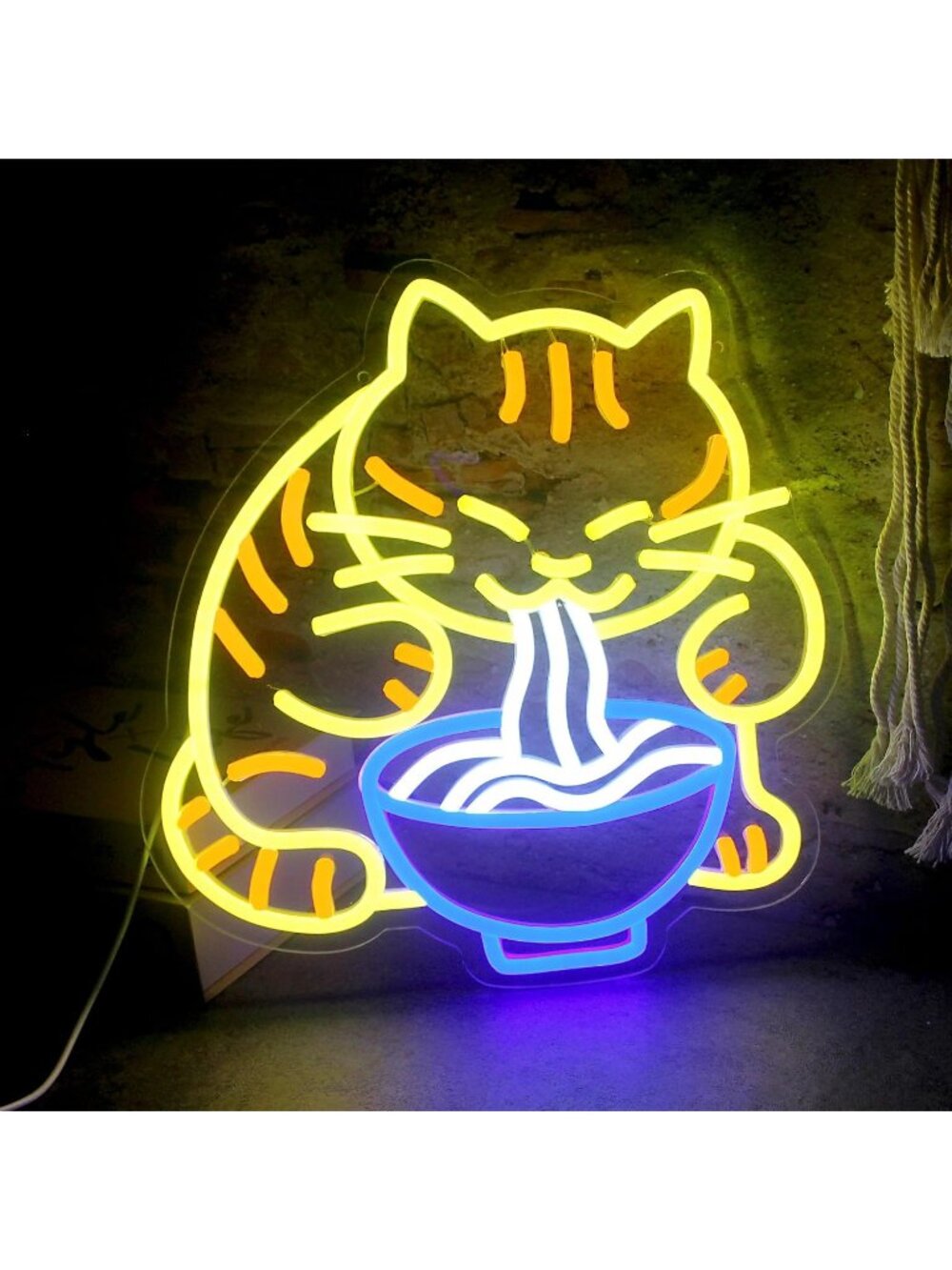 Cat Slurping Ramen Neon Sign Kawaii Anime Cat Slurping Ramen LED Neon Light